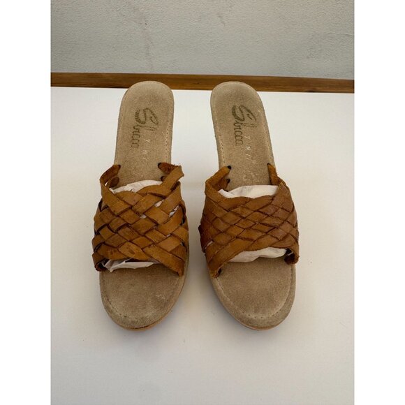 Vintage Braided Leather High Heel Slides By Graceland Size 8 - Picture 3 of 10